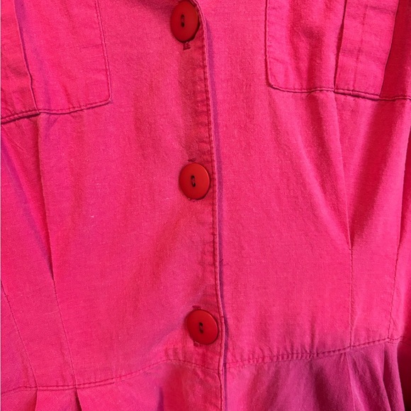 Authentic 80s Byer Too Raspberry Pink Belted Shirtdress with Full Circle Skirt - Picture 3 of 11
